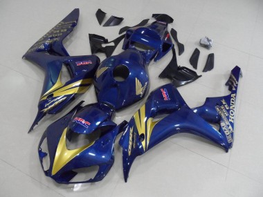 Bleu Foncé avec Or Bande Carénage Moto CBR 1000 RR 06-07